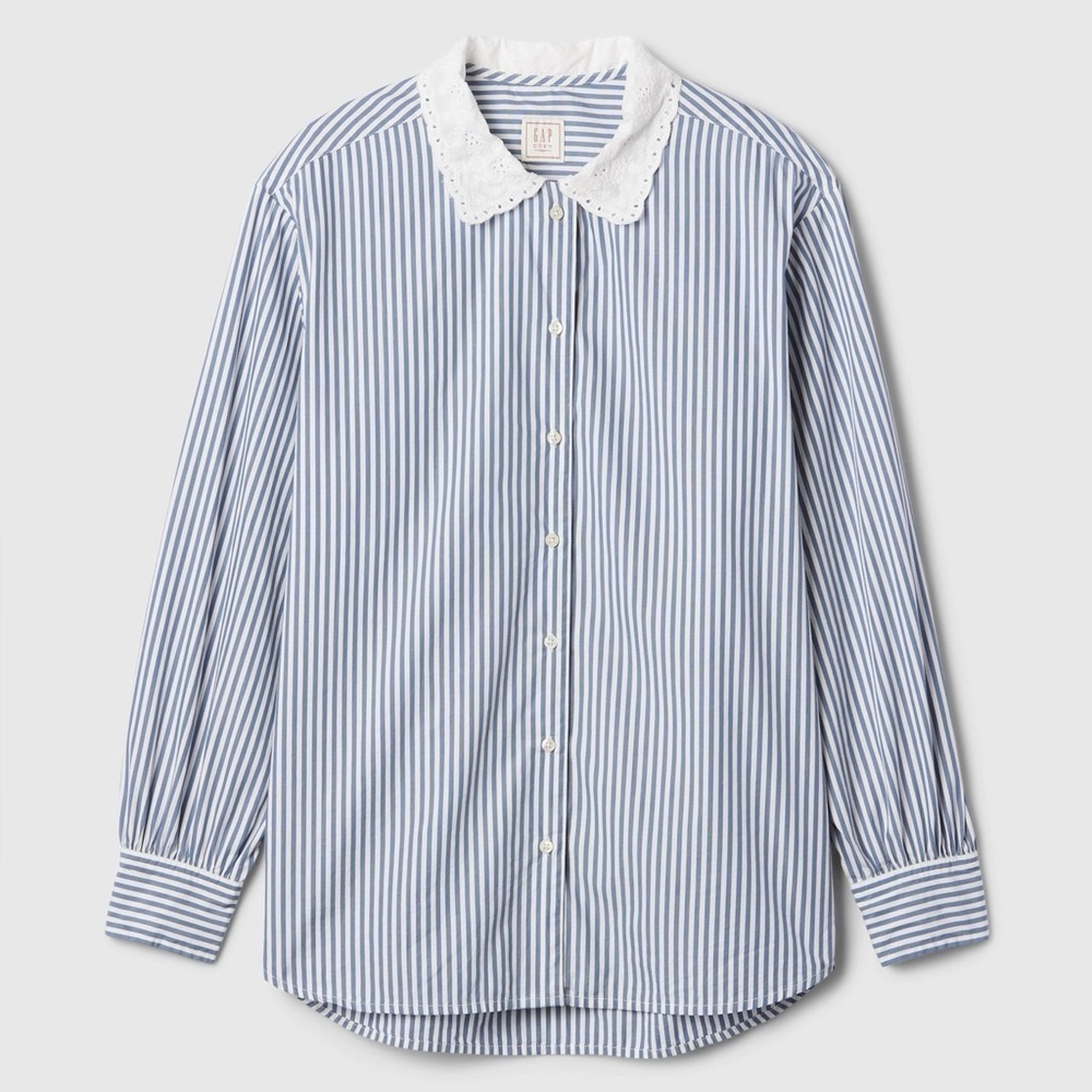 NWOT - GAP x Doen Organic Cotton Striped Big Shirt in Blue - Size XS - Picture 5 of 8
